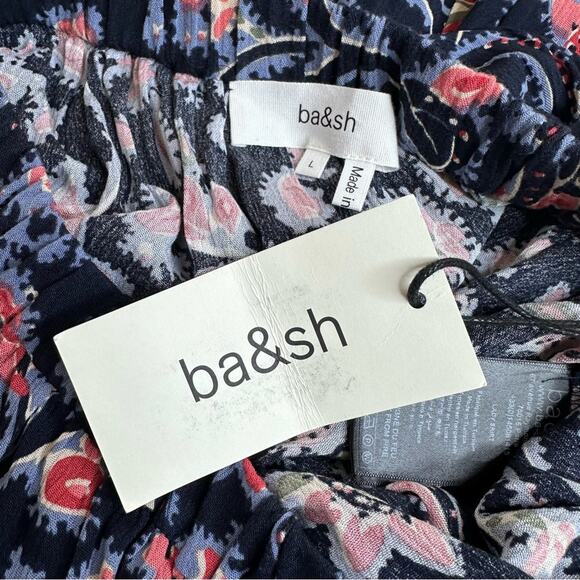 NWT BA&SH Bohemian Niels Gathered Paisley-Print Crepe Blue Midi Skirt Size L - Picture 8 of 13